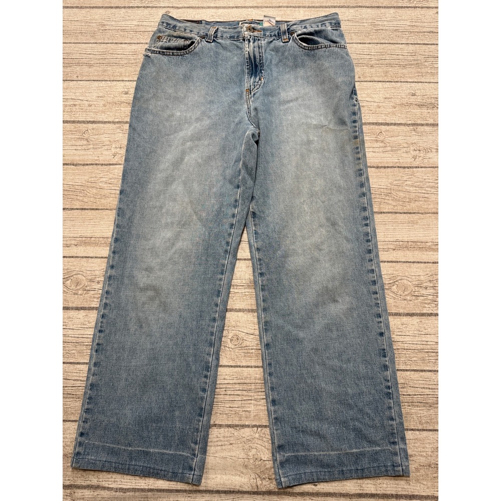 Y2K Old Navy Jeans Women's 12 Long Blue Light Wash Wide Leg Denim Relaxed Fit